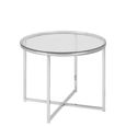 Cross Side Table - Round - Clear Glass and Chrome