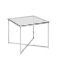 Cross Side Table - Square - Clear Glass and Chrome