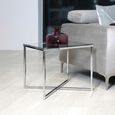 Cross Side Table - Square - Clear Glass and Chrome