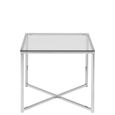 Cross Side Table - Square - Clear Glass and Chrome