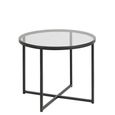 Cross Side Table - Round - Smoked Glass and Black