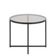 Cross Side Table - Round - Smoked Glass and Black