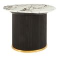 Doha Side Table - White Marble Round with Black Fluted Base