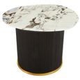 Doha Side Table - White Marble Round with Black Fluted Base