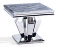 Dolce Grey Marble and Chrome Square Lamp Table