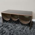 Side Table - Black Glass and Metal - Low