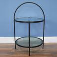 Side Table - Black Metal and Glass - Round