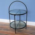 Side Table - Black Metal and Glass - Round