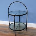 Side Table - Black Metal and Glass - Round