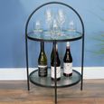 Side Table - Black Metal and Glass - Round