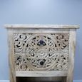 Side Table - Carved Mango Wood - 2 Drawer