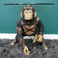 Side Table - Glass Round - Black Monkey Base - Metal