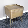 Side Table - Gold Metal - Storage - Hairpin Legs