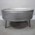 Side Table - Grey Metal - Round - Storage