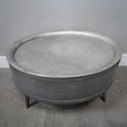 Side Table - Grey Metal - Round - Storage