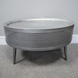 Side Table - Grey Metal - Round - Storage