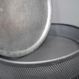 Side Table - Grey Metal - Round - Storage