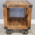 Side Table - Industrial Mango Wood - Square - on Wheels