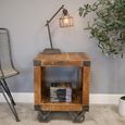 Side Table - Industrial Mango Wood - Square - on Wheels