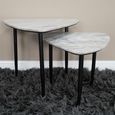 Side Tables - Grey Marble Top - Triangular - 2 Piece - Set of 2
