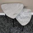 Side Tables - Grey Marble Top - Triangular - 2 Piece - Set of 2