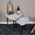 Side Tables - Grey Marble Top - Triangular - 2 Piece - Set of 2