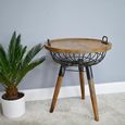 Side Table - Wood and Metal - Round - Basket Style