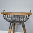 Side Table - Wood and Metal - Round - Basket Style