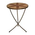 Elmo Side Table - Large - Round - Elm Wood and Metal