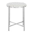 Eva Side Table - Round - White Marble with Silver Metal