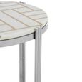 Eva Side Table - Round - White Marble with Silver Metal