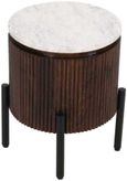 Fluted White Marble Top Round Side Table
