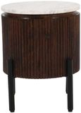 Fluted White Marble Top Round Side Table