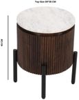Fluted White Marble Top Round Side Table