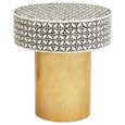 Fusion Side Table - Round - White Bone Inlay with Gold Base