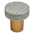 Fusion Side Table - Round - White Bone Inlay with Gold Base