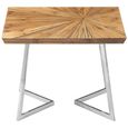 Gabar Side Table - Natural Bamboo Wood with Silver Metal
