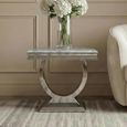 Glacier Grey Marble and Chrome Square Side Table