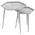 Halle Side Table - Set of 2 - Hexagonal - Silver Metal
