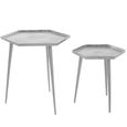 Halle Side Table - Set of 2 - Hexagonal - Silver Metal