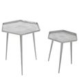 Halle Side Table - Set of 2 - Hexagonal - Silver Metal