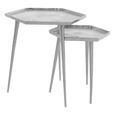 Halle Side Table - Set of 2 - Hexagonal - Silver Metal
