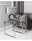Harry End Table - Square - Glass and Chrome
