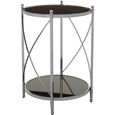Hoffmann Side Table - Round - Black Glass with Silver Metal