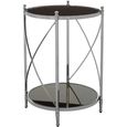 Hoffmann Side Table - Round - Black Glass with Silver Metal