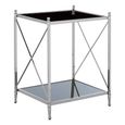 Hoffmann Side Table - Black Glass with Silver Metal