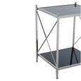 Hoffmann Side Table - Black Glass with Silver Metal