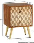 Imphal Mango Wood Geometric 2 Drawer Side Table