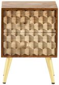 Imphal Mango Wood Geometric 2 Drawer Side Table