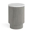 Isabella Grey Side Table - 1 Door Fluted Round - White Marble Top